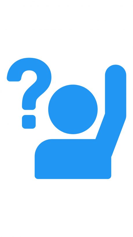 Button imagine for FAQ page. outline of a person tasing their hand having to ask a equation.
